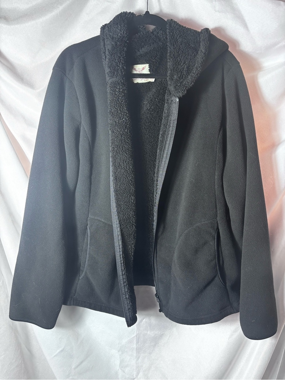 Faded Glory Black Hooded Sherpa Jacket‎